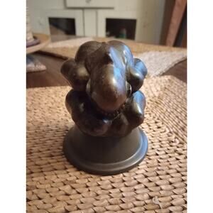 Vintage Weeping Man Sad Monk Yogi Solid Dark Heavy Solid Ceramic Figurine Figure